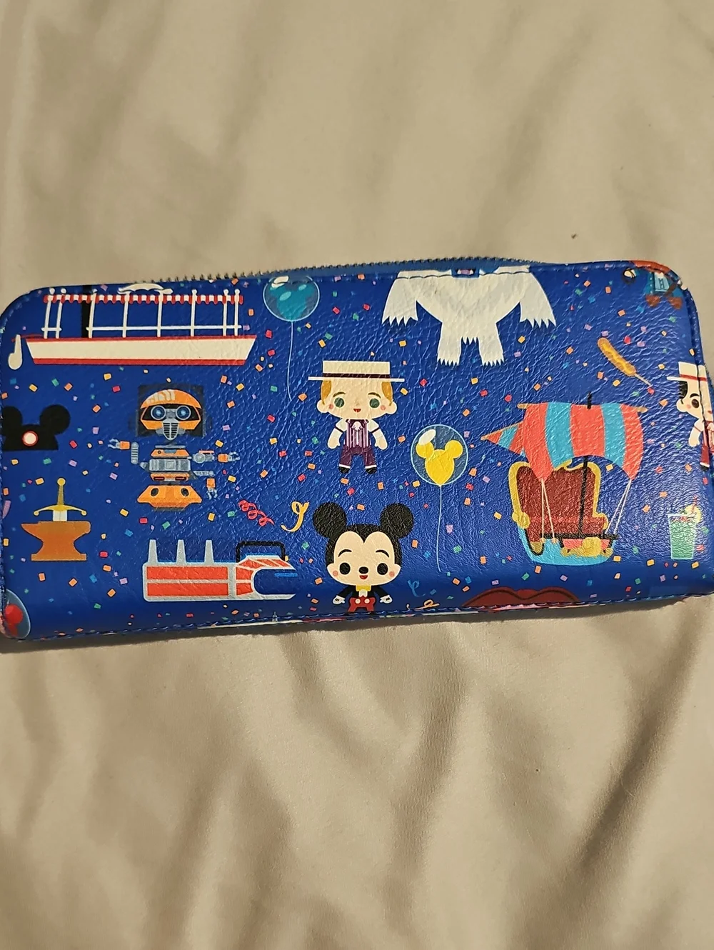 Disney Parks Loungefly Blue Character Zip Wallet Great Condition